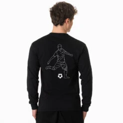Soccer Tshirt Long Sleeve - Soccer Guy Player Sketch (Back Design) -Sport Gift Store sc 04107 BLACK MALE