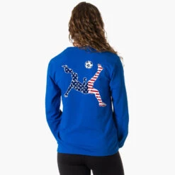 Soccer Tshirt Long Sleeve - Girls Soccer Stars And Stripes Player (Back Design) 6 Soccer Tshirt Long Sleeve - Girls Soccer Stars And Stripes Player (Back Design) -Sport Gift Store sc 04111 ROYAL FEMALE