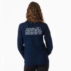 Soccer Tshirt Long Sleeve - Just Kickin' It (Back Design) -Sport Gift Store sc 04117 NAVY FEMALE