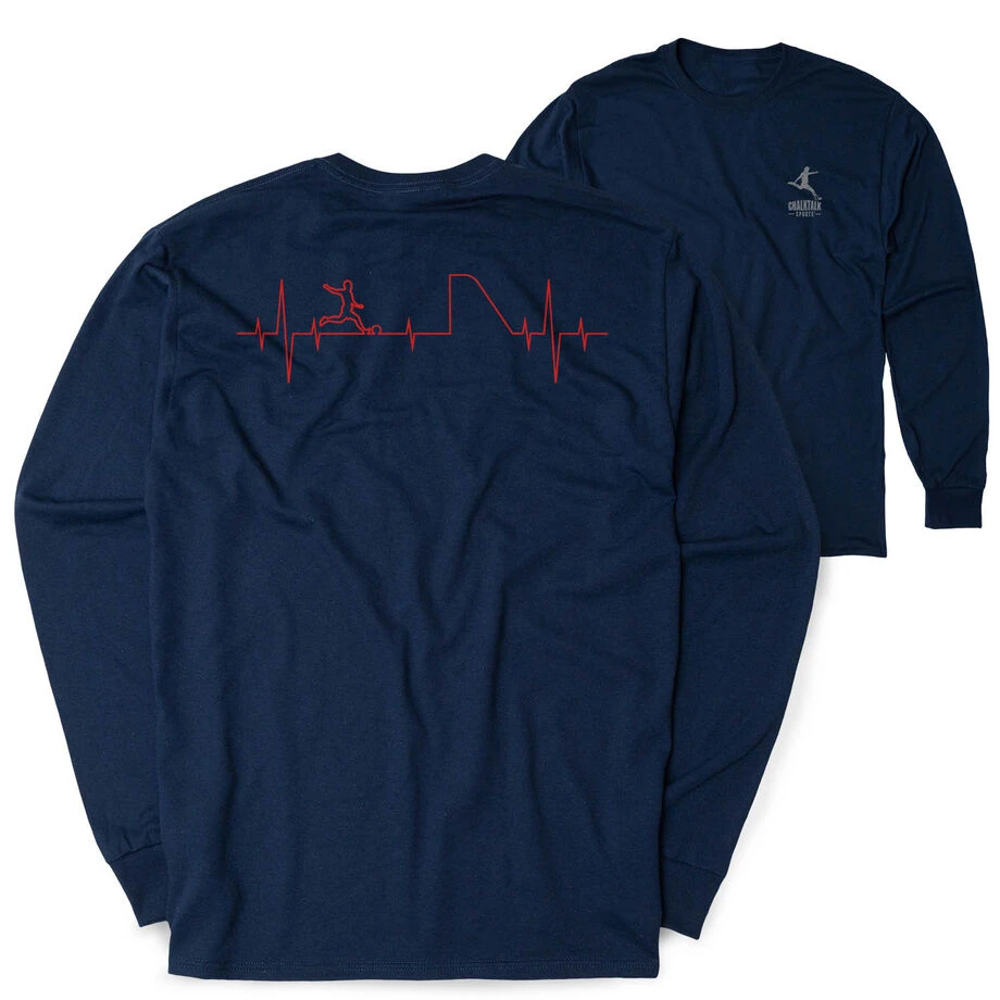 Soccer Tshirt Long Sleeve - Soccer Heartbeat (Back Design) 3 Soccer Tshirt Long Sleeve - Soccer Heartbeat (Back Design)