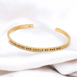InspireME Cuff Bracelet - She Believed She Could -Sport Gift Store tr 35408 GOLD MAIN