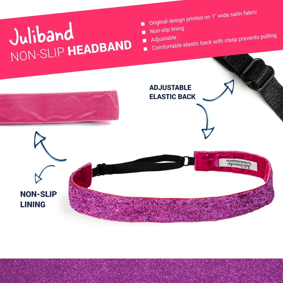 Running Juliband Non-Slip Deluxe Headband - Pink Glitter 4 Running Juliband Non-Slip Deluxe Headband - Pink Glitter - Image 2