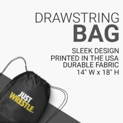 Wrestling Drawstring Backpack Just Wrestle -Sport Gift Store wr 00117 BLACK DETAILS