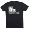 Wrestling T-shirt Short Sleeve Eat. Sleep. Wrestle. -Sport Gift Store wr 00205 BLACK FLAT