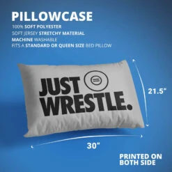 Wrestling Pillowcase - Just Wrestle 8 Wrestling Pillowcase - Just Wrestle -Sport Gift Store wr 00439 GRAYBLACK DETAILS