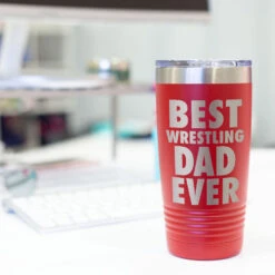 Wrestling 20 Oz. Double Insulated Tumbler - Best Dad Ever -Sport Gift Store wr 00479 RED DESK