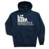 Wrestling Hooded Sweatshirt - Eat Sleep Wrestle (Stack) -Sport Gift Store wr 00515 NAVY