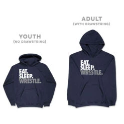 Wrestling Hooded Sweatshirt - Eat Sleep Wrestle (Stack) -Sport Gift Store wr 00515 NAVY SIZE