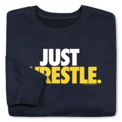Wrestling Crewneck Sweatshirt - Just Wrestle -Sport Gift Store wr 00606 NAVY FOLD