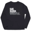 Wrestling Long Sleeve Performance Tee - Eat. Sleep. Wrestle. 2 Wrestling Long Sleeve Performance Tee - Eat. Sleep. Wrestle. -Sport Gift Store wr 00690 BLACK FLAT