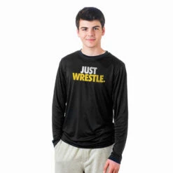 Wrestling Long Sleeve Performance Tee - Just Wrestle -Sport Gift Store wr 00692 BLACK MODEL M