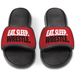 Wrestling Repwell® Slide Sandals - Eat Sleep Wrestle -Sport Gift Store wr 00697 RED FRONT