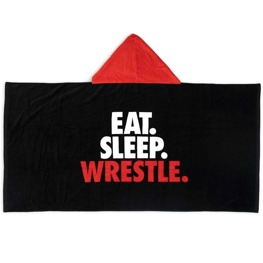 Wrestling Hooded Towel - Eat Sleep Wrestle 3 Wrestling Hooded Towel - Eat Sleep Wrestle