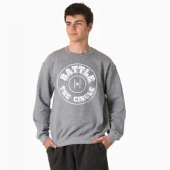 Wrestling Crewneck Sweatshirt - Battle In Circle -Sport Gift Store wr 00743 GRAY MODEL MALE