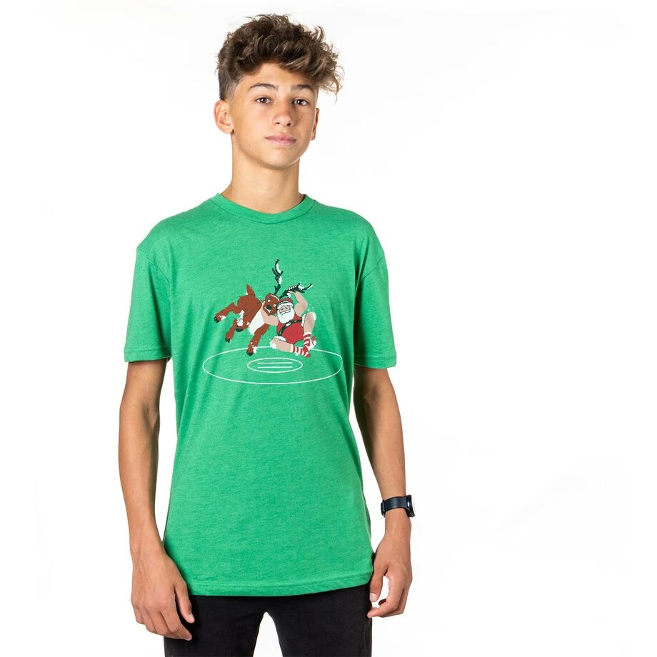 Wrestling T-Shirt Short Sleeve - Wrestling Reindeer 4 Wrestling T-Shirt Short Sleeve - Wrestling Reindeer - Image 2