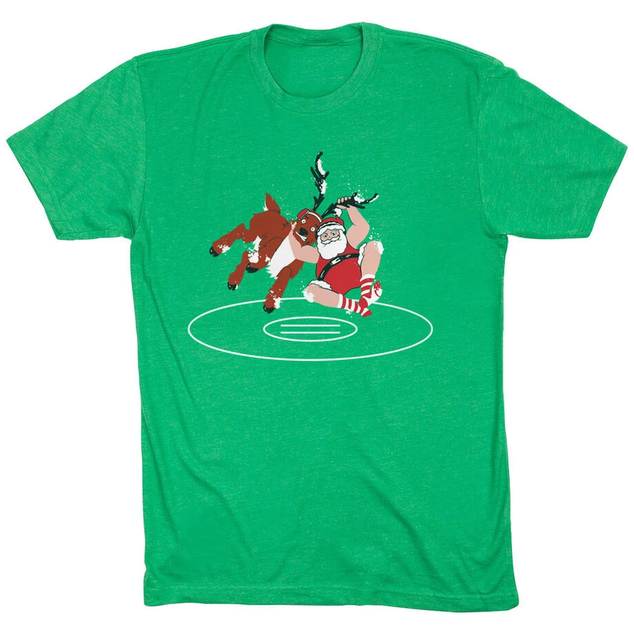 Wrestling T-Shirt Short Sleeve - Wrestling Reindeer 3 Wrestling T-Shirt Short Sleeve - Wrestling Reindeer
