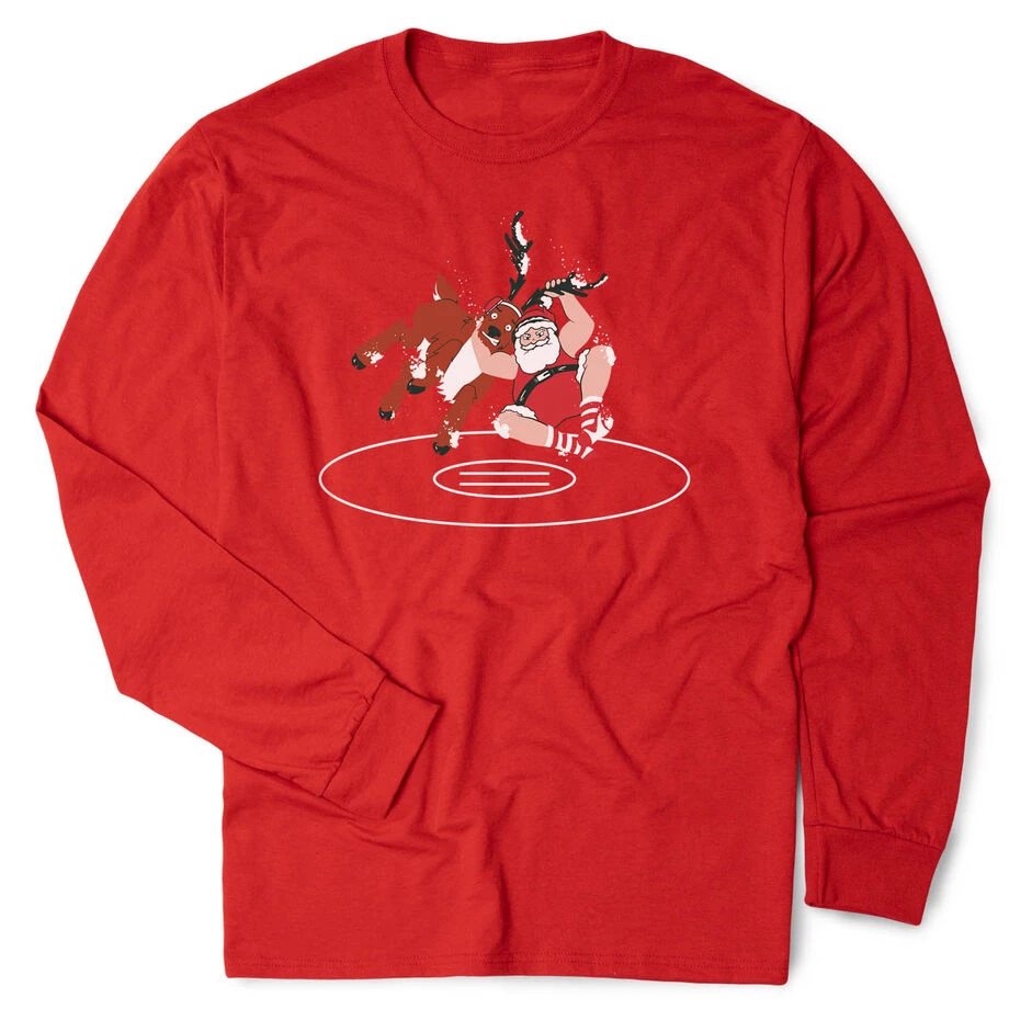 Wrestling Tshirt Long Sleeve - Wrestling Reindeer 3 Wrestling Tshirt Long Sleeve - Wrestling Reindeer
