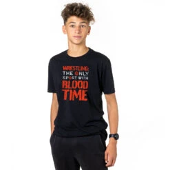 Wrestling T-Shirt Short Sleeve - Blood Time -Sport Gift Store wr 00773 BLACK BOYS