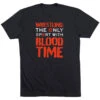 Wrestling T-Shirt Short Sleeve - Blood Time 1 Wrestling T-Shirt Short Sleeve - Blood Time -Sport Gift Store wr 00773 BLACK FLAT