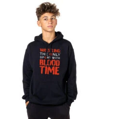 Wrestling Hooded Sweatshirt - Blood Time -Sport Gift Store wr 00777 BLACK BOYS