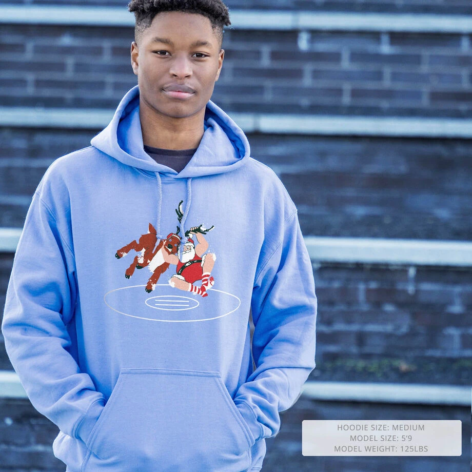 Wrestling Hooded Sweatshirt - Wrestling Santa 9 Wrestling Hooded Sweatshirt - Wrestling Santa - Image 7