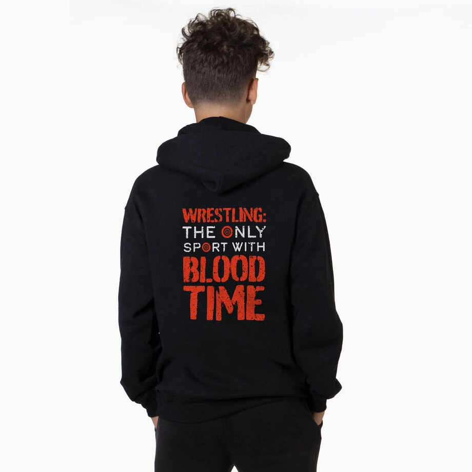 Wrestling Hooded Sweatshirt - Blood Time (Back Design) 4 Wrestling Hooded Sweatshirt - Blood Time (Back Design) - Image 2