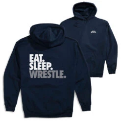 Wrestling Hooded Sweatshirt - Eat Sleep Wrestle (Stack) (Back Design)