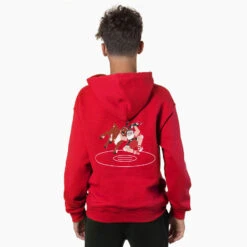 Wrestling Hooded Sweatshirt - Wrestling Reindeer (Back Design) 6 Wrestling Hooded Sweatshirt - Wrestling Reindeer (Back Design) -Sport Gift Store wr 00857 RED MALE BACK