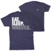 Wrestling Short Sleeve T-Shirt - Eat Sleep Wrestle (Stack) (Back Design) 2 Wrestling Short Sleeve T-Shirt - Eat Sleep Wrestle (Stack) (Back Design) -Sport Gift Store wr 00863 NAVY MAIN