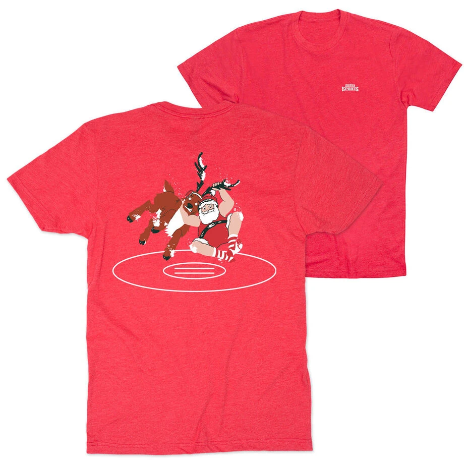 Wrestling Short Sleeve T-Shirt - Wrestling Reindeer (Back Design) 3 Wrestling Short Sleeve T-Shirt - Wrestling Reindeer (Back Design)