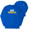 Wrestling Tshirt Long Sleeve - Just Wrestle (Back Design) -Sport Gift Store wr 00871 ROYAL MAIN