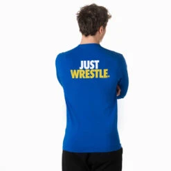 Wrestling Tshirt Long Sleeve - Just Wrestle (Back Design) -Sport Gift Store wr 00871 ROYAL MALE